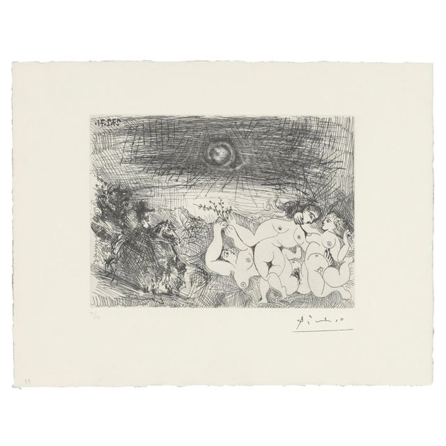 Pablo Picasso — Кавалер, превосходящий женщин в танце лунного света, из: La Serie 156