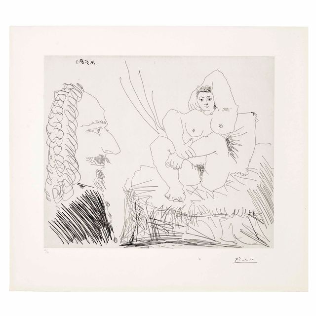 Pablo Picasso — Куртизанка, написанная для посетителей, из серии 347 (Блох, 1553; Бэр, 1569)