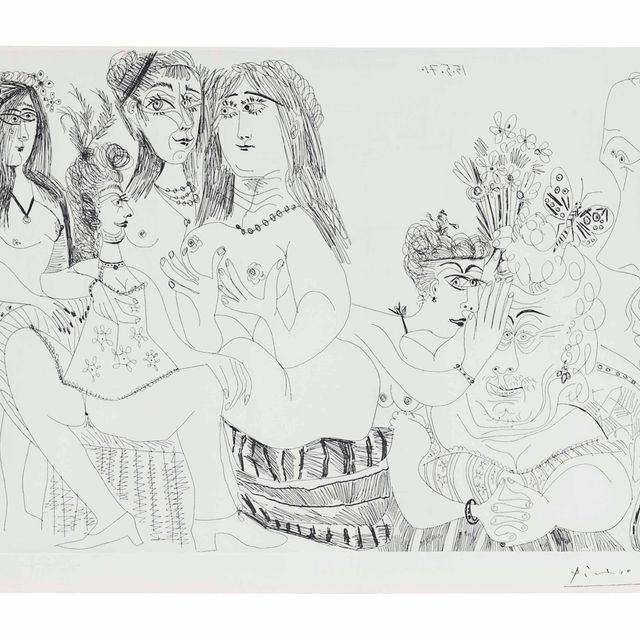 Pablo Picasso — Праздник покровительницы. "Дамы-посредницы Дега", работа на нескольких уровнях профиля, фото 127, из серии 156.