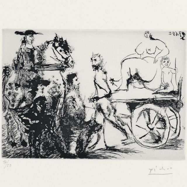 Pablo Picasso — Дон Кихот, Санчо и мушкетер из "Сери 347" (1678 г. до н.э.; 1694 г. до н.э.)