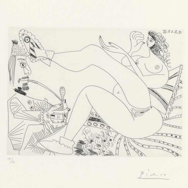 Pablo Picasso — Любитель опиума, Женщина в панталонах, с сыном и маленьким ребенком, из серии 347 (р. 1764; Р. 1781)