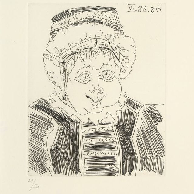 Pablo Picasso — Служанка (из двух предыдущих), из серии 347 (B. 1746; Ba. 1763 Bb1)