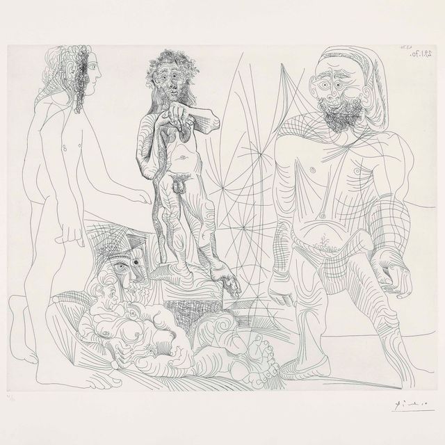 Pablo Picasso — Старая модель, молодая одалиска, женщина-андрогин, Аркадиен Берже и охотник за головами, из серии 156 (Р. 1863; Б.А. 1868)