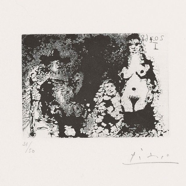 Pablo Picasso — Мужчина с трубкой в руках, Майя и Селестина, из: Séries 347 (Р. 1690; Ba. 1705 Bb1)