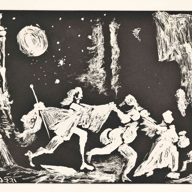 Pablo Picasso — Сводня и обнаженный мужчина, уводящий ее прочь, из серии 347 (Блох, 1566; Бэр, 1582)