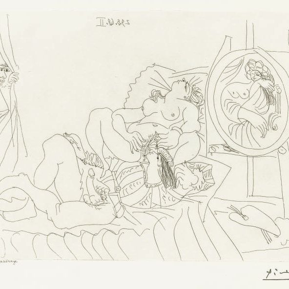 Pablo Picasso — Рафаэль и Форнарина. II: Рассказ о тайном подглядывании, из "Сери 347" (1777 г.р.; 1794 г. р.А.)