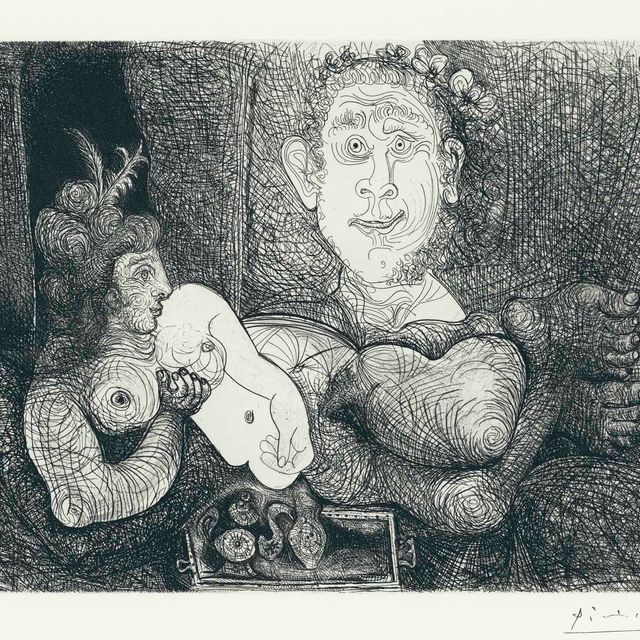 Pablo Picasso — "Кулисы живой природы". "Одалиска и дитя", из "Сери 156".