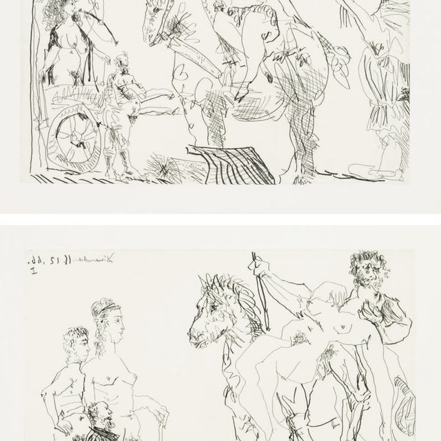Pablo Picasso — Великолепный Коку : девять пластин (Б. 1245, 1247-54; Б. 1433, 1435-42; см. С. книги 140)