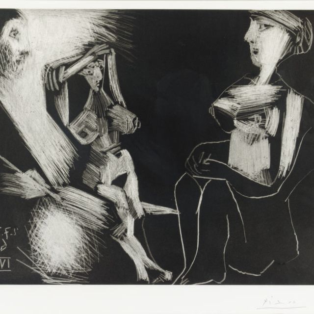Pablo Picasso — Мужчина для двух новых женщин, из серии 347 (р. 1702; Р. 1718)