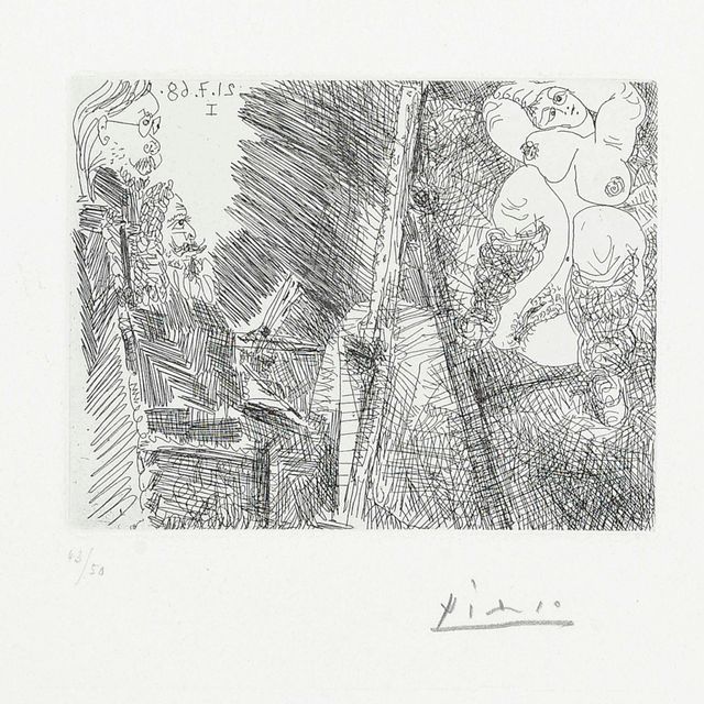 Pablo Picasso — Художник и модель в танцевальном ансамбле, от: Series 347