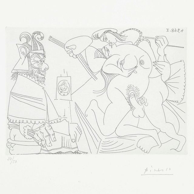 Pablo Picasso — Рафаэль и "Форнарина XV": "Папа римский возвращается", Сюр-Сон-Пот, из: Séries 347