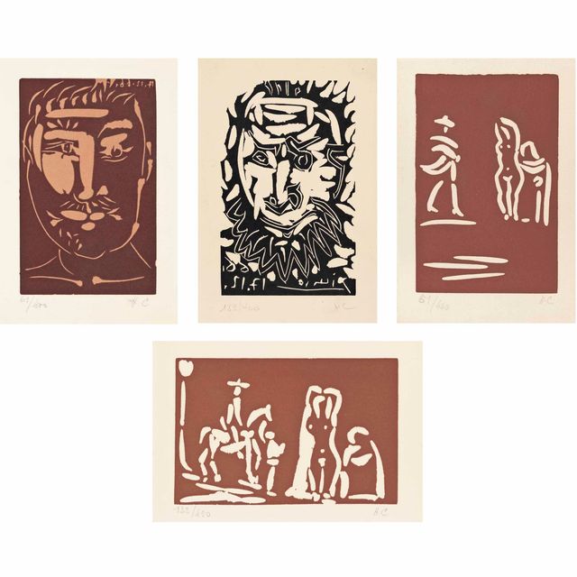 Pablo Picasso — Набор из четырех линогравюр
