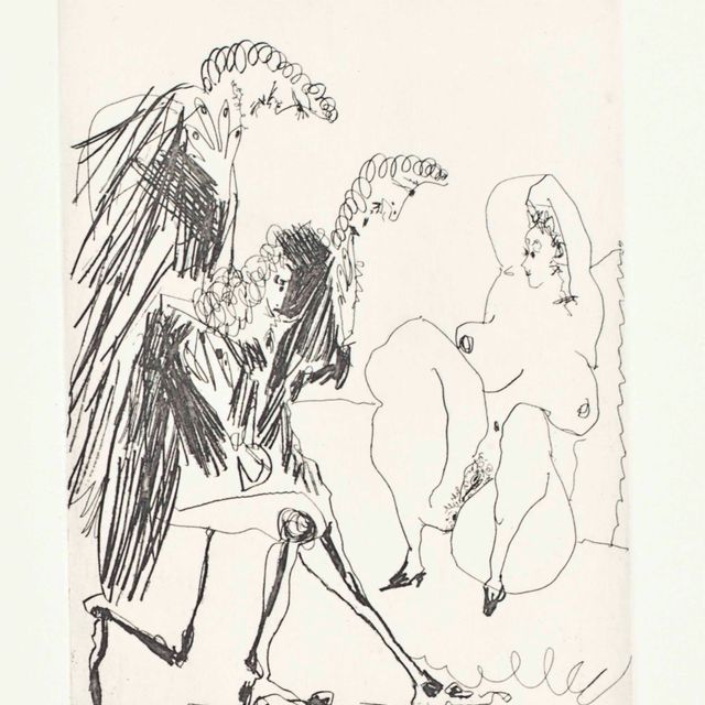 Pablo Picasso — Большая куртизанка, приветствующая троих джентльменов, из Ла-Сери, 347