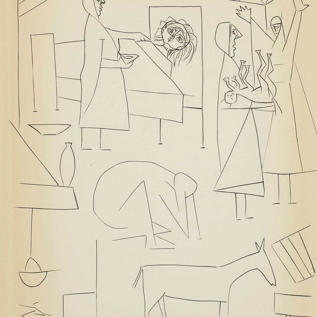 Pablo Picasso — "Дос Контес", редакционный журнал "Альбор", Париж и Барселона, 1947