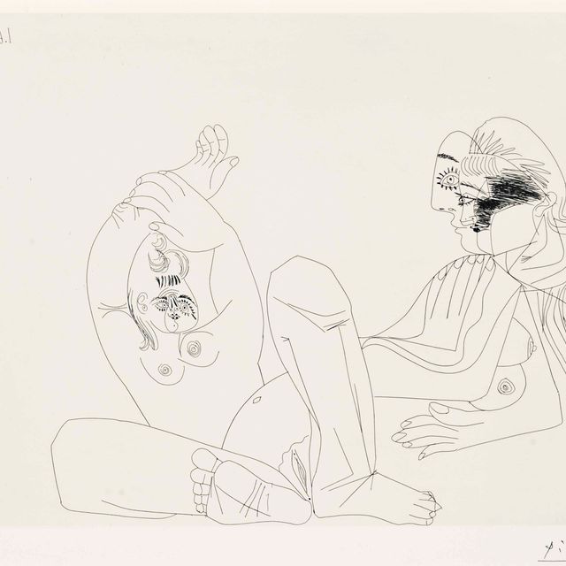 Pablo Picasso — Две обнаженные натуры в положении лежа, из серии 156 (Блох, 1995; Баер, 2005)