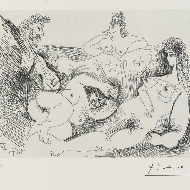 Pablo Picasso — "Серенада на борделе", из серии 156 (Р. 1932; бакалавр 1941)