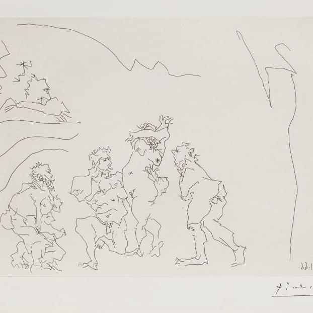 Pablo Picasso — В театре: Дети, воспитывающие молодую женщину (Р. 1407; В. 1422)