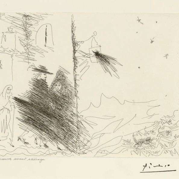 Pablo Picasso — Каликст и Мелибея, из серии 347 (1611 г. до н.э.; 1627 г. до н. э.)