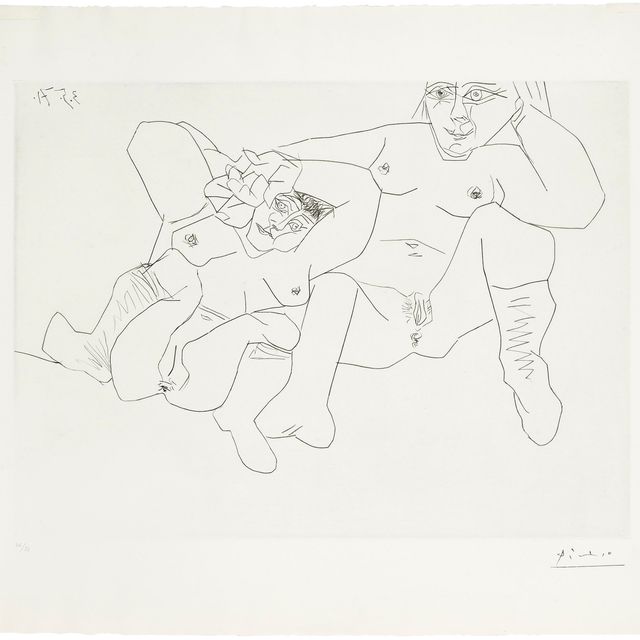 Pablo Picasso — Две обнаженные натуры в носках, из серии 156