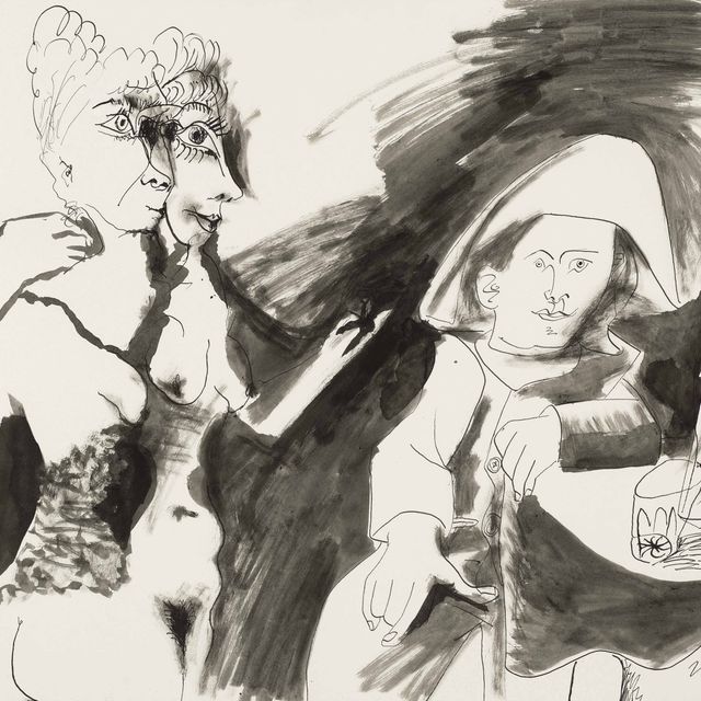 Pablo Picasso — Арлекин и две женщины