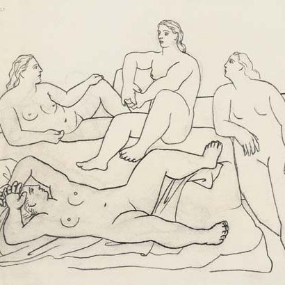 Pablo Picasso — Группа из четырех холостяков