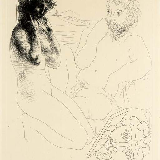 Pablo Picasso — Скульптор и модель Аженуйе из "Сюиты Воллара" (B. 178; Ba. 331 Bd)