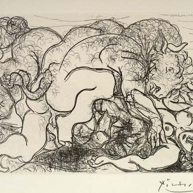 Pablo Picasso — Минотавр, нападающий на амазонку, из "Сюиты Воллара" (B. 195; Ba. 356 III Bd)
