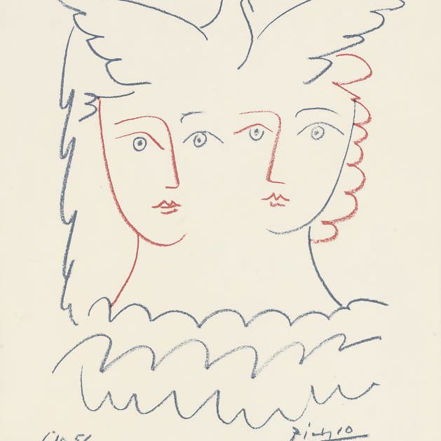 Pablo Picasso — Двое женщин и один Коломб IV