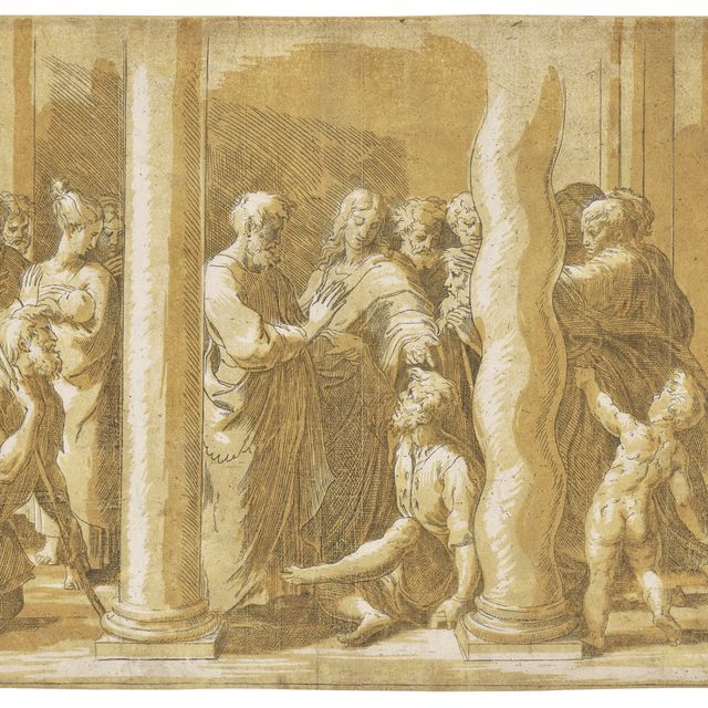 Parmigianino — Святые Петр и Иоанн исцеляют хромого у ворот храма