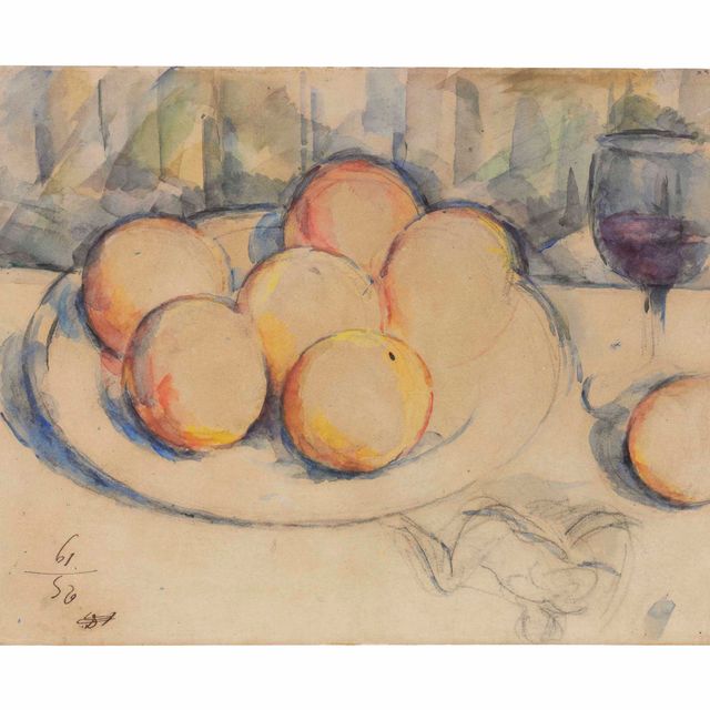 Paul Cézanne — Апельсины и зелень ( спереди ) ; Сын Сезанна ( сзади )