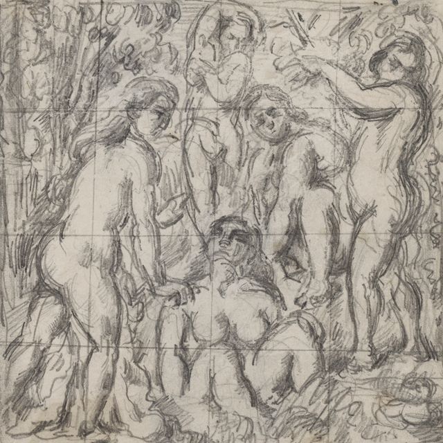 Paul Cézanne — Четыре беньезийца (справа); Этюды беньезийца (сзади)