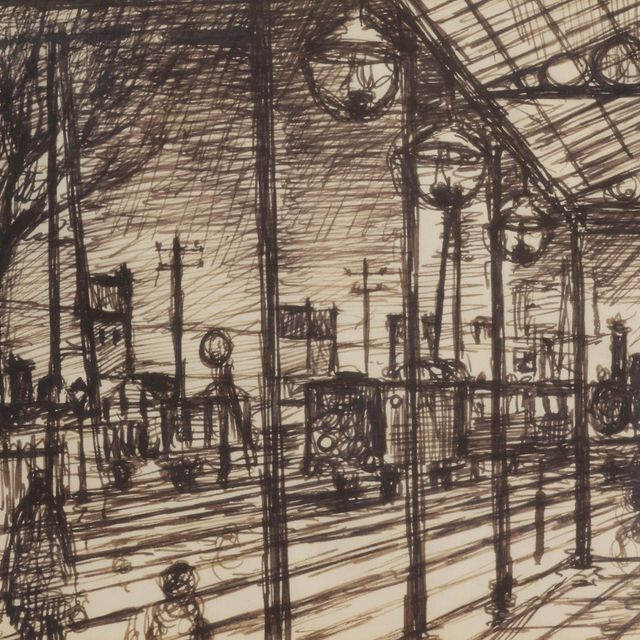 Paul Delvaux — Исследование для "Виадука" (1963)