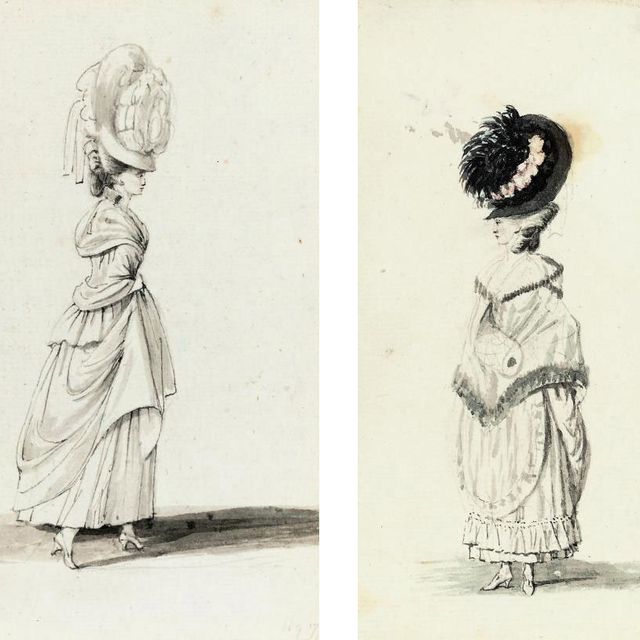 Paul Sandby — Четыре этюда, изображающие дам в изысканных нарядах (два проиллюстрированы)