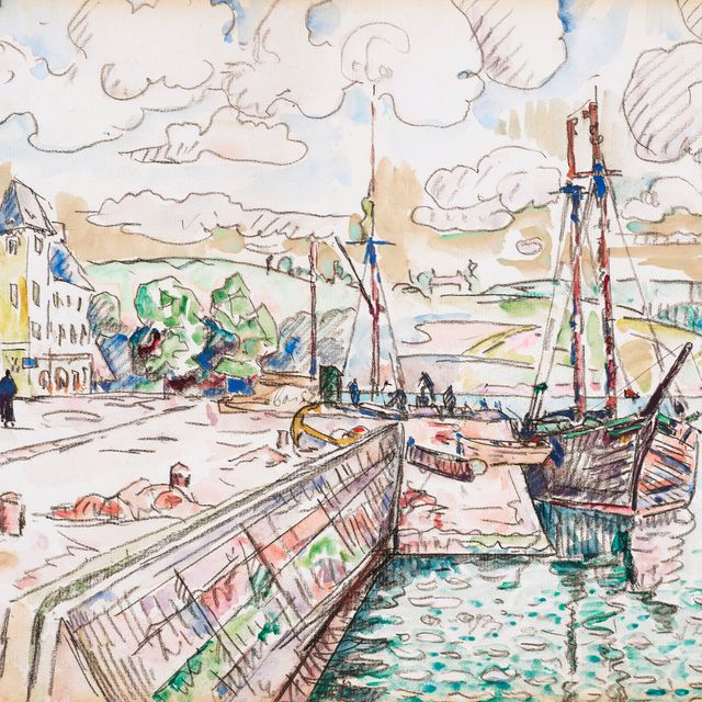 Paul Signac — Трегье. Бато на набережной