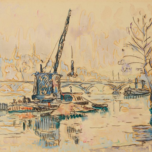 Paul Signac — Париж, набережная Сены на набережной Малаке (la grue)