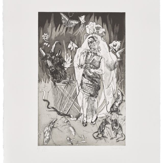 Paula Rego — Сжигание соломы, от: Ведьмы Пендла