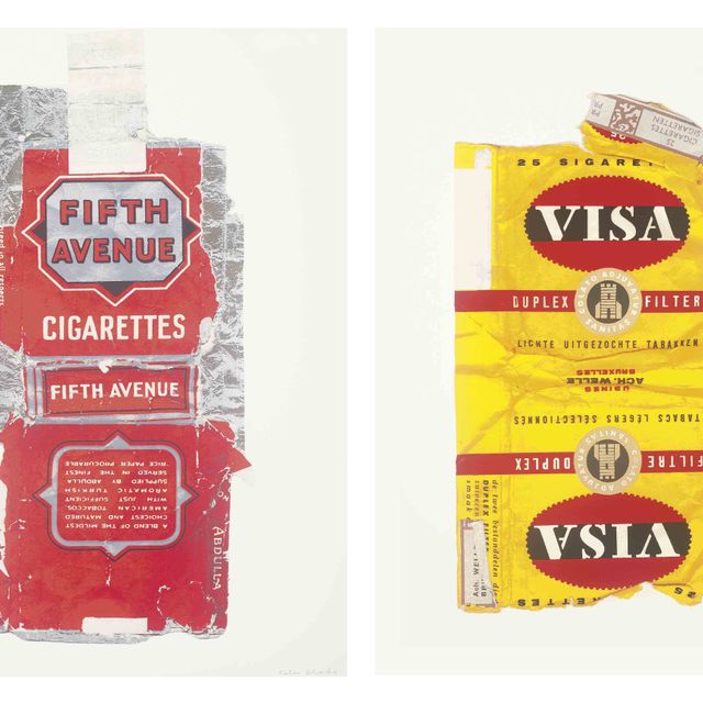 Peter Blake — Пакеты с сигаретами: Ла Ронд, Пятая авеню, Буль и Виза.