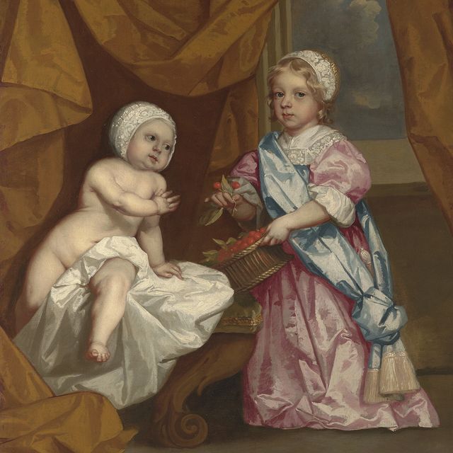 Peter Lely — Портрет Чарльза Хэя, впоследствии 3-го маркиза Твиддейла (1667-1715), и его брата, лорда Джона Хэя (умер в 1706), в детском возрасте, оба в полный рост, первый держит корзину вишен, в драпированном интерьере
