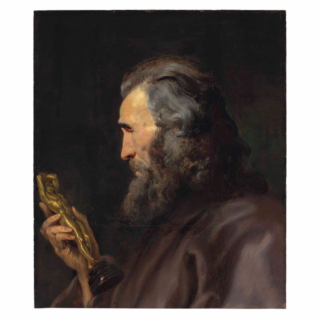Peter Paul Rubens — Голова бородатого мужчины в профиль, держащего бронзовую фигурку