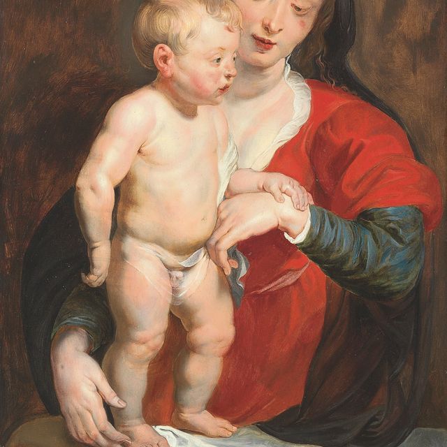 Peter Paul Rubens — Богородица, поддерживающая Младенца Христа на парапете