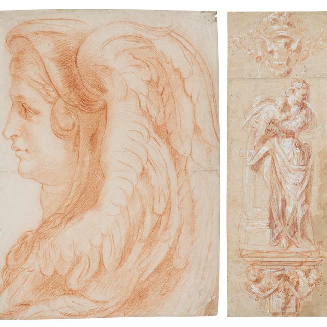 Peter Paul Rubens — Эскиз статуи Богородицы с Младенцем на кронштейне (справа); Фрагментарный архитектурный этюд (?) (оборотная сторона)