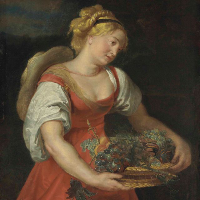 Peter Paul Rubens — Девушка с корзиной фруктов и в соломенной шляпе