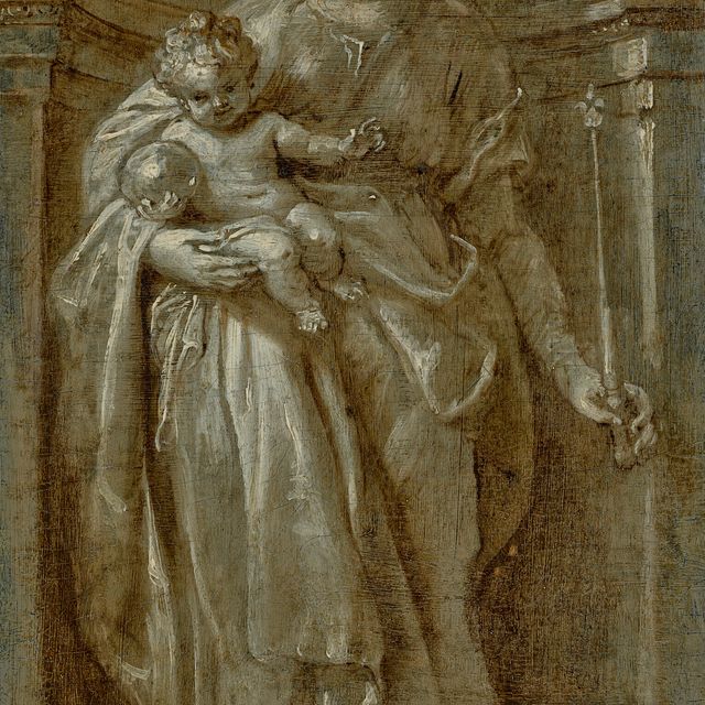 Peter Paul Rubens — Богородица с младенцем в нише - гризайль