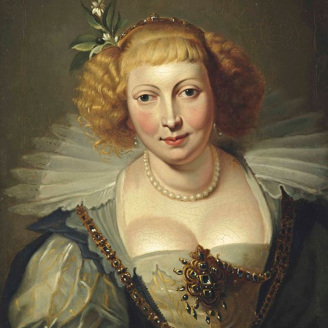Peter Paul Rubens — Портрет Елены Фоурмент (1614-1673), в полный рост, в свадебном платье, с жемчужным ожерельем и лилией в волосах.