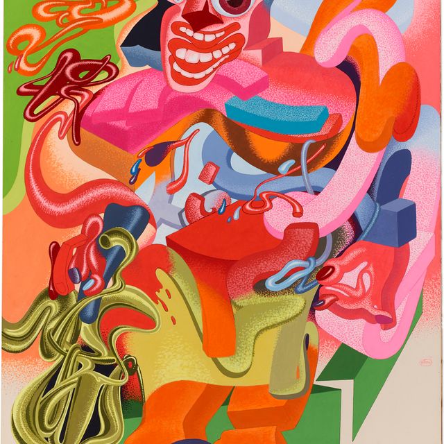 Peter Saul — "Женщина с велосипедом" Де Кунинга