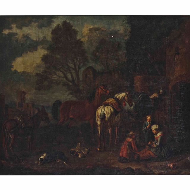 Philips Wouwerman — Солдат, возвращающийся с лошадьми к городским воротам
