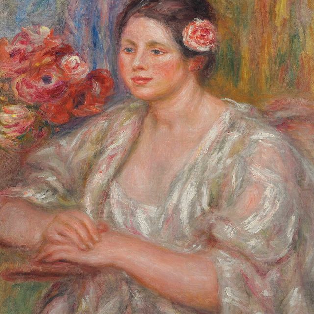 Pierre-Auguste Renoir — Мадлен с белым корсажем и цветочным букетом