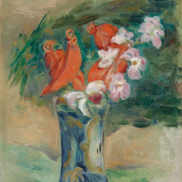 Pierre-Auguste Renoir — Красные и бланшированные цветы без вазы или красные и бланшированные орхидеи без вазы