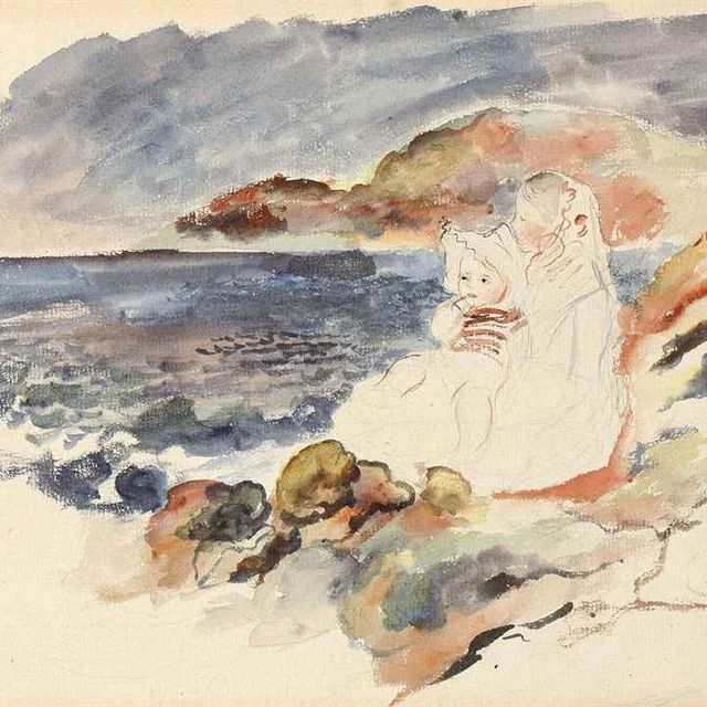 Pierre-Auguste Renoir — Молодая девушка и ребенок на берегу моря