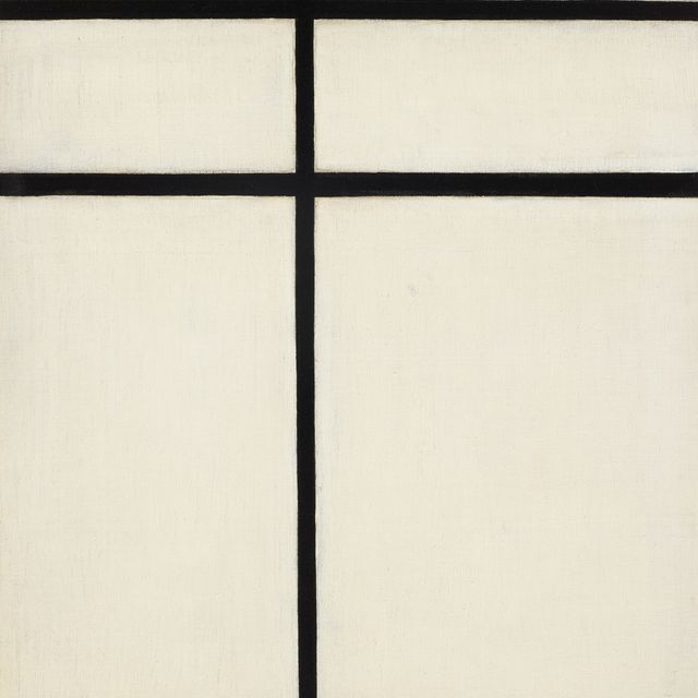 Piet Mondrian — Композиция с двойной линией и желтым цветом (незаконченная)
